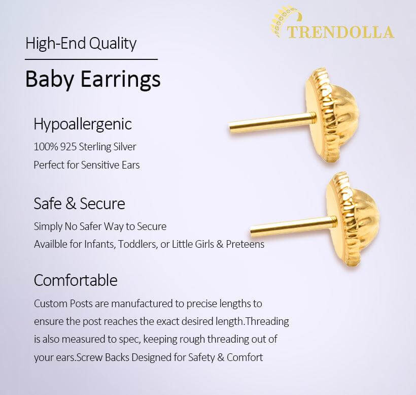 Cascading CZ Heart Hoop 7mm Hoop Huggie Sterling Silver Baby Children Earrings - Trendolla Jewelry